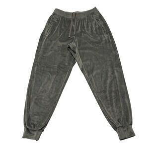 SKIMS Velour Jogger Smoke Grey Velvet Sweatpants Size M Pockets Drawstring